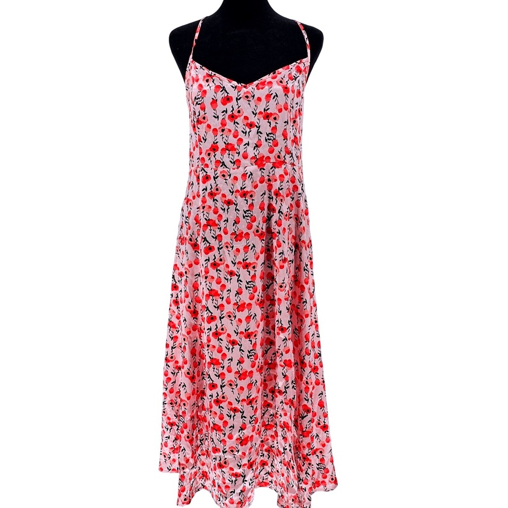 Adore Me Floral Print Spaghetti Strap Maxi Dress Pink Red‎ Size L Romantic